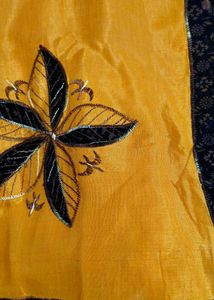 Mustard Black Combination Saree