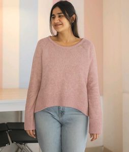 Pink Cropped Knit Sweater