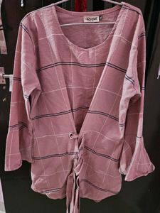 Stylish Checkered Tie-Up Top