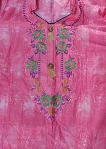 Pink Embroidered Short Kurta