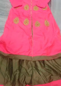 Graceful Pink and Gold Embroidered Ethnic Gown