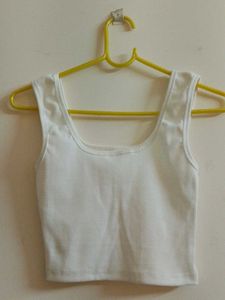 White Ribbed Tank Top