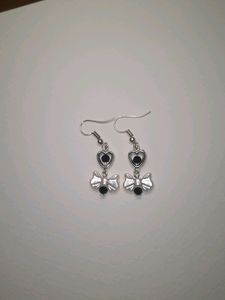 Heart Bow Earrings (Black)