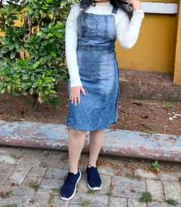 Grab Fast😵Denim Dungree Dress