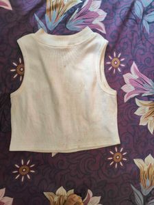 Stretchable Turtle Crop Top White