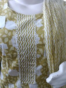 Cotton Kurti Pant Dupatta Set