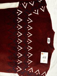 Stylish Maroon Patterned Sweater
