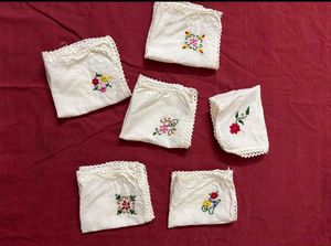 Vintage Embroidered Handkerchiefs (Set of 6)