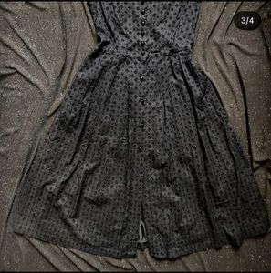 Vintage-Style Black Chikankari Button-Up Dress