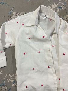 Heart Print White Blouse