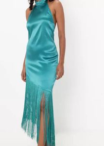 Zara Satin Fringe Dress