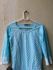 Elegant 🫶🏻Blue Embroidered Kurta💗