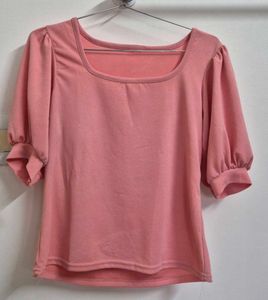 Cute Pink Puff Sleeve Top