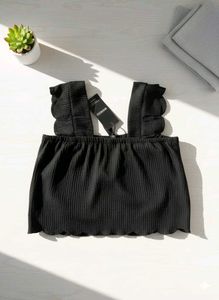 Chic Black Crop Top - Mango