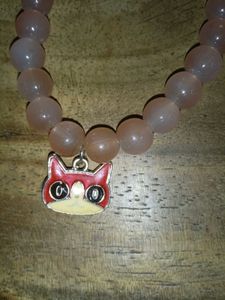 Pink Beaded Bracelet with Owl Charm