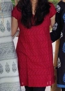 Maroon Chikankari Kurti