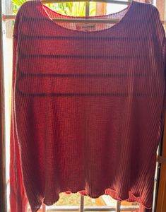 Coral Ribbed Knit Top