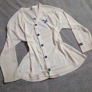 White Printed Stretchable Shirt