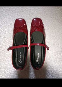 Cherry Red marry Jane Flats