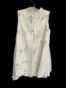 Chinese Collar Floral Sleeveless Top