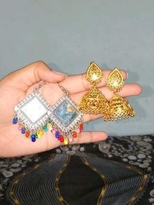 elegant Golden jhumka and rajasthani earrings