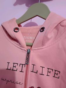 Cute Pink Graphic Zip-Up Hoodie
