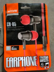 Pack Of 2 Core CR-05 Wired Earphones With Mic New Unused Product