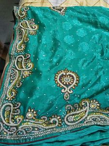 Elegant Teal Embellished Saree