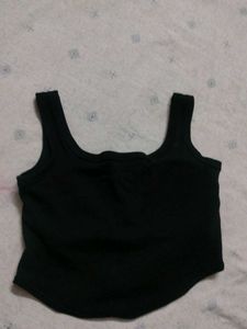 Black Graphic Padded Tank Top