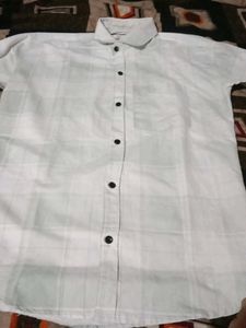 White Plaid Button-Down Shirt