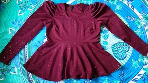 Burgundy Sparkle Peplum Top