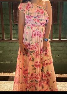 Pink Floral Off Shoulder Dress