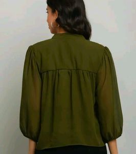 Olive Green Embroidered Top