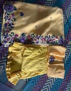 Elegant Yellow Embroidered Saree
