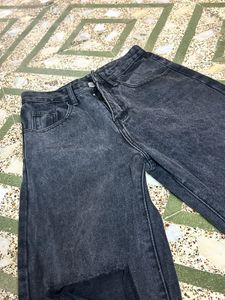 Ripped Black Wash Wide Leg Jeans And White Top