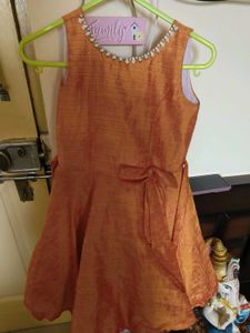 Girl's Orange Dress with Embellishments