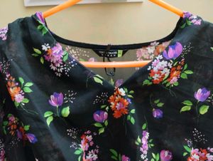 Tokio Talkies Floral Georgette Black Top Xl