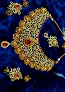 Ruby &amp; Gold Bridal Jewelry Set