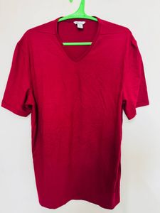 CK Maroon V-Neck T-Shirt
