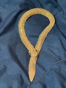 Designer White Zircons Studded Snake Necklace