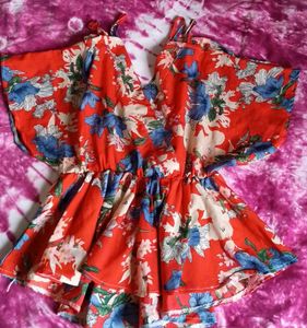 Orange Top with flowers