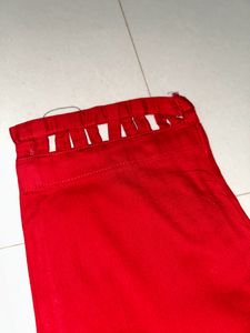 Cotton Red Coloured Stitched Ethnic Pants