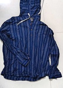 Striped Blue Hooded Shirt
