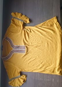 Embroidered Mustard Top