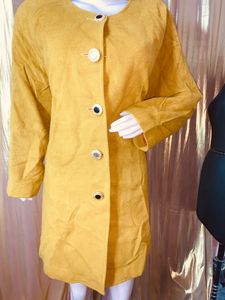 Mustard Button-Down Coat lenth 34(2dec5)