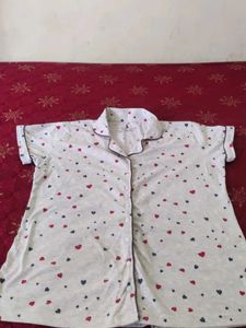 Heart Print Pajama Set night suit