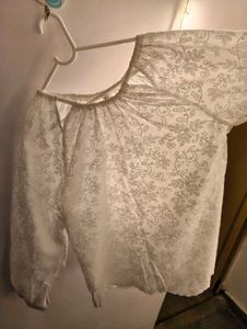 White Embroidered Long Sleeve Top