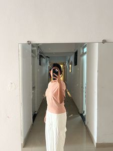 Peach Top with Half Sleeves