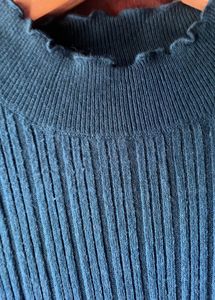 Green Turtle Neck Full Sleeve Fiitted Top