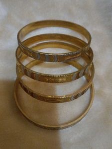 Sterling Silver Gold-Plated Bangle Set (Pack of 4)
